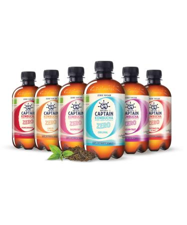 Gutsy Captain Kombucha Zero - Zero Calories & Sugar | Raw Vegan Bio Kombucha Tea | 12 x 400ml Mix Box - Unpasteurized Living Cultures - Buy Online on GoSupps.com