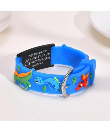 XUANPAI Personalized Kids Safety Wristband Bracelet - Waterproof Cartoon Style Child ID Bracelet for Emergency Contact & Medical Info, Boys Girls Teenagers - Blue - Buy Online on GoSupps.com