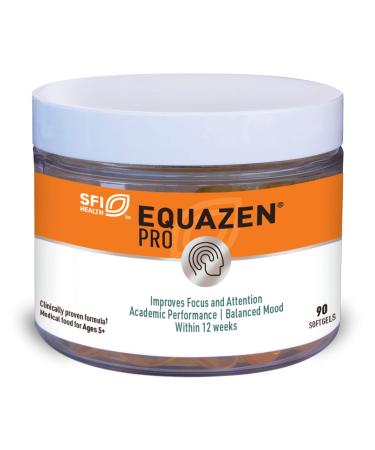 EQUAZEN PRO Fish Oil for Kids - Clinically Tested to Improve Focus, Learning + Behavior in Children, Teens - DHA/EPA Omega-3 + Omega-6 Supplement for Brain Support* (90 Softgels / 30 Servings) 90 Count (Pack of 1)