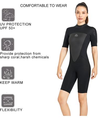 Shorty Wetsuit Men Women 2mm Neoprene Back Zip Spring Suit | 2097BK Women's Black X-Large - Buy Online on GoSupps.com