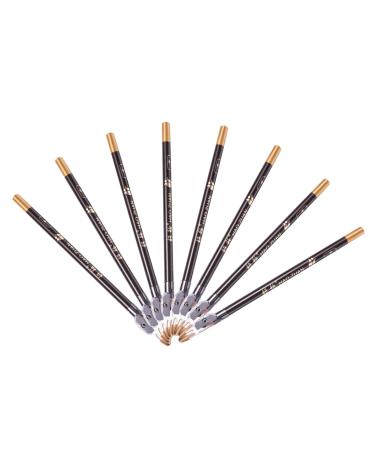 CANIGHT 8pcs 2 in 1 Eyebrow Pencil Wooden Waterproof Eyebrow Pen Makeup Tool 1 count (Pack of 1) Black