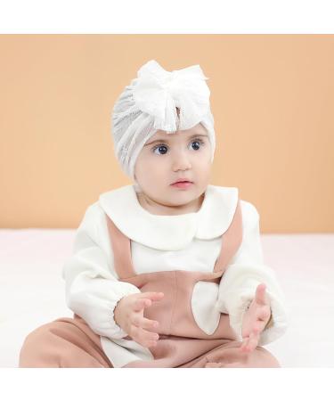 Cinaci 6-Piece Cute Baby Turban Hats with Bow - Soft Stretchy Nursery Caps for Girls Newborn Infants Toddlers - Buy Online on GoSupps.com