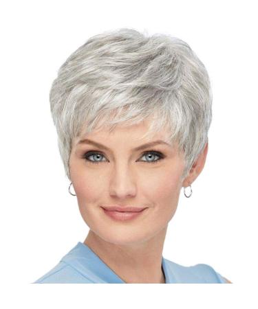 BLONDE UNICORN Silver Grey Hair Wig Natural Short Wigs for Women with Bangs…