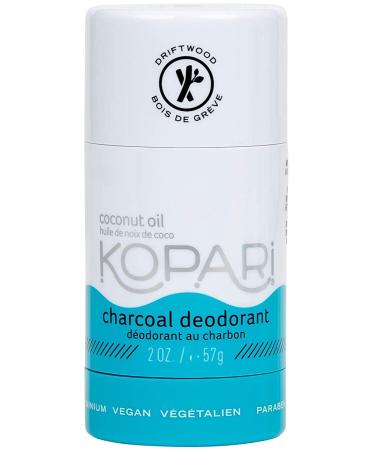 Kopari Aluminum Free Coconut Deodorant Non Toxic & Clean Plant-Based No Aluminum Parabens or Baking Soda Long Lasting Protection Charcoal 2 oz Driftwood Charcoal 1 Pack
