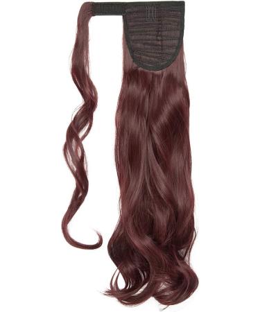 Clip in Ponytail Extension: Long Straight Curly Hairpiece for Women in Wine Red (17 inch) - Buy Online on GoSupps.com