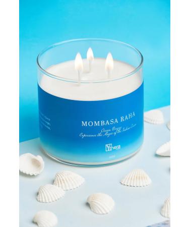 Mombasa Raha Ocean Breeze 3-Wick Scented Candle | Luxe Aromatherapy for a Tropical Escape | Shop Internationally - Buy Online on GoSupps.com