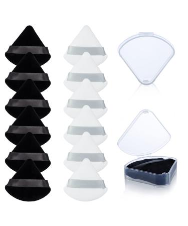 12 Pieces Cosmetic Powder Puff Triangle Velour Powder Puffs with Round Powder Puffs Apply for Daily Makeup Such as Foundation Cream Blush