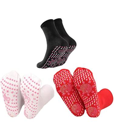 TEONEI Tourmaline Slimming Health Socks Tourmaline Acupressure Self-Heating Shaping Socks Magnetic Self-Heating Socks 6Pcs(Massage Points wear Inside)