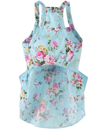 HshDUti Sweetie Bowknot Dog Dresses For Small Dogs Cats Princess Doggie Shirts Girls Puppy Shirt Spring Summer Dog Clothes Flower Print Cotton Dog Costume Outfit Blue S S Blue - Buy Online on GoSupps.com