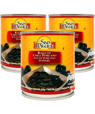 San Miguel Poblano Strips 220g (Pack 3) / Mexican Sliced Poblano Chilli Peppers Canned Hot Chillies - Buy Online on GoSupps.com
