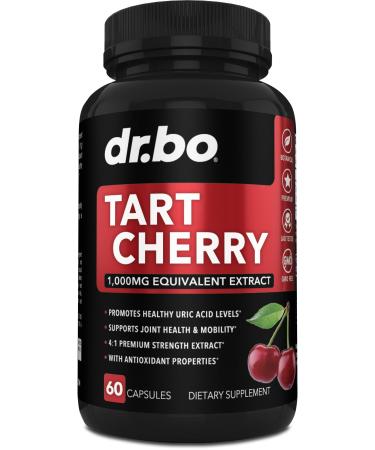 Tart Cherry Extract Capsules Supplement - Purge Uric Acid Flush Cleanse Antioxidant Pills for Rest Support - Tart Cherry Capsules Anthocyanin Supplements Ultra Pure Cherries Vitamins Concentrate Pill