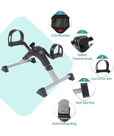 MEETWARM Pedal Exerciser with LCD Display - Portable Folding Mini Stationary Bike for Seniors - Buy Online on GoSupps.com