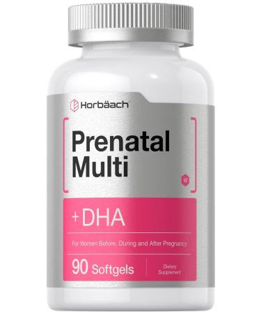 Women's Prenatal Multivitamin with DHA Iron and Folic Acid | 90 Softgels | Non-GMO & Gluten Free | by Horbaach