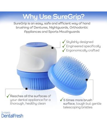 SureGrip Denture Cleaning Brush by Dr. Mark - Replacement Tool for Fresh and Deep Cleanse of Dentures - Buy Online on GoSupps.com