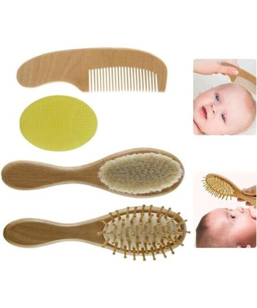Baby Hair Brushes Comb Set Goat Bristles Bath Brush Shower Scalp r Tool 4 Pieces Practical - Buy Online on GoSupps.com