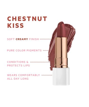 Flower Beauty Petal Pout Lipstick - Chestnut Kiss Cream - Cruelty-Free, Nourishing Lip Color with Antioxidants - Highly Pigmented - 1 Count - Buy Online on GoSupps.com