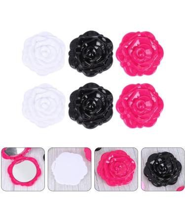 Lurrose Round Mirror 6pcs Mini Folding Compact Makeup Mirrors - Double Sided Rose Shape for Women Travel, Pocket Magnifier Included - Buy Online on GoSupps.com