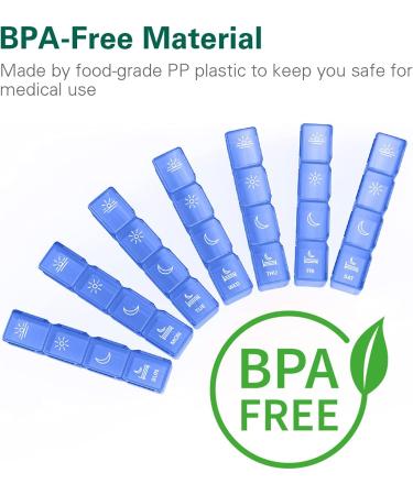 BUG HULL XL 4 Times a Day Pill Organizer - 7 Day Weekly Pill Box for Vitamins & Supplements (Royal Blue) - Buy Online on GoSupps.com