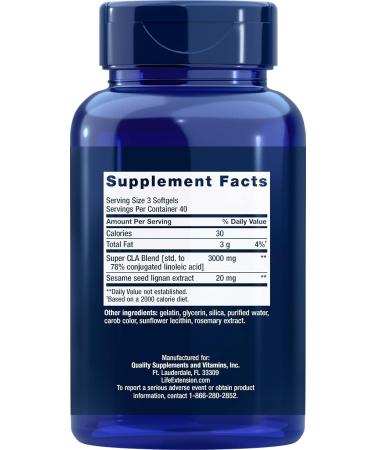 Buy Life Extension Super CLA Blend - Gluten Free Non-GMO Weight Management Supplement | 120 Softgels - Buy Online on GoSupps.com