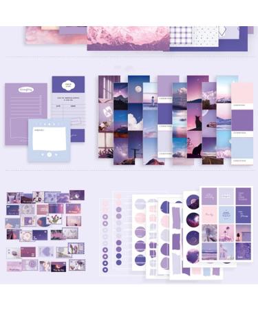 LA QUEENIE Aesthetic Scrapbook Kit 326pcs Scrapbooking Supplies Kit Art Journaling Supplies with Stationery A6 Grid Notebook Scrapbook Gift for Teen Girl Kid(Purple) purple B - Buy Online on GoSupps.com