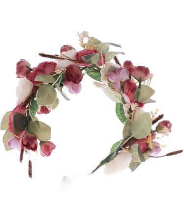 Ever Fairy Red Champagne Flower Crown Headband - Adjustable Hair Accessory for Women & Girls | International Shipping - Buy Online on GoSupps.com