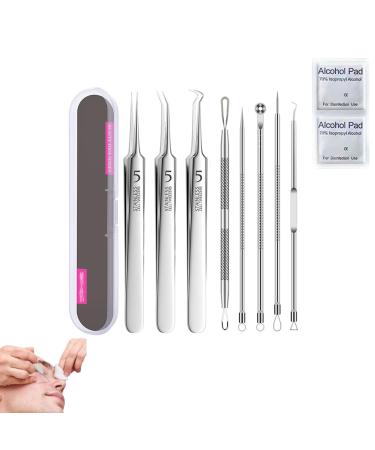 Usiveinborn Tweezers Professional Facial Blackhead Remover Tweezers Pimple Popper Tool For Women (8pcs)