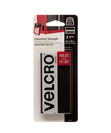 VELCRO Brand Heavy Duty Tape with Adhesive | 15 Ft x 2 In | Holds 10 lbs,  Black | Industrial Strength Roll, Cut Strips to Length | Strong Hold for