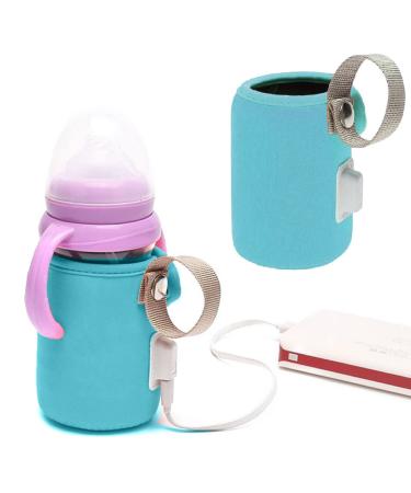 Jiakalamo Portable Baby Bottle Insulation Cover Usb Travel Cover Heating Thermostat for Night Feeding Outing Driving(Blue)