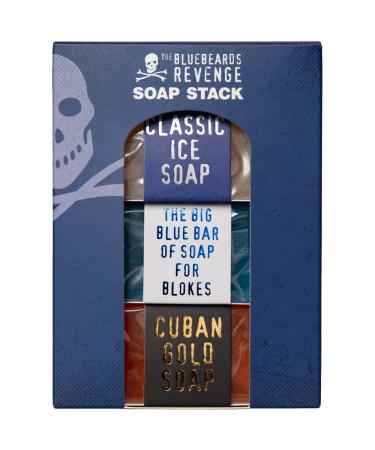 The Bluebeards Revenge Soap Stack Gift Set For Men For Hands and Body Includes Big Blue Cuban Gold And Classic Ice Soap Single