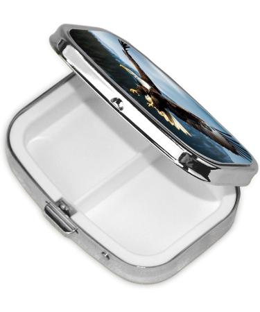 Eagle Hunting Print Pill Case - 2 Compartment Small Pill Box for Travel & Purse - Ideal Travel Organizer & Gift - Buy Online on GoSupps.com