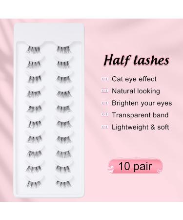 Buy Emeda 10 Pairs Half Eyelash False Eyelashes - Cat Eye Wispy Volume Corner Lashes - Natural Look for Beautiful Eyes - Clear Half Corner Lashes for Every Occasion - Buy Online on GoSupps.com