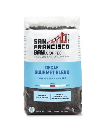 San Francisco Bay Coffee DECAF Gourmet Blend Whole Bean 2LB (32 Ounce) Medium Roast Swiss Water Processed Decaffeinated
