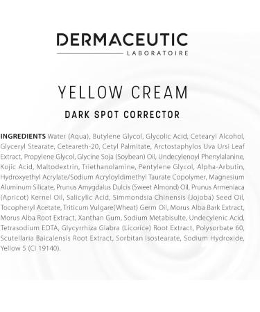 Yellow Cream by Dermaceutic - Anti-dark spot corrector containing Kojic Acid Alpha-Arbutin Licorice Extract White Mulberry Extract Glycolic and Salicylic Acid - 15ml - Buy Online on GoSupps.com
