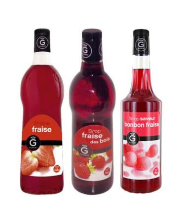 Rioba Strawberry Syrups - Strawberry 1L, Wild Strawberry 70cL, Strawberry Candy 70cL