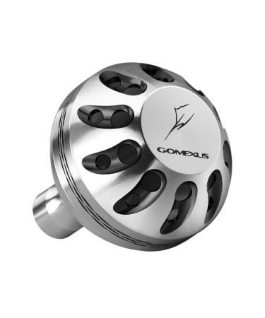 GOMEXUS Power Knob Compatible for Shimano Stradic CI4 Sahara FI Daiwa Ballistic LT Exceler LT Spinning Reel Handle Replacement Direct Fitment Metal Silver Black 38mm-No Shaft