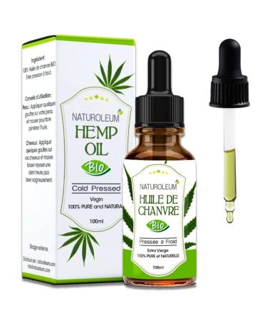 100% ORGANIC NATURAL HEMP OIL, Cold Pressed, Pure and Natural - Extra Virgin - Nourishing Care for Hair and Skin (100 ml)