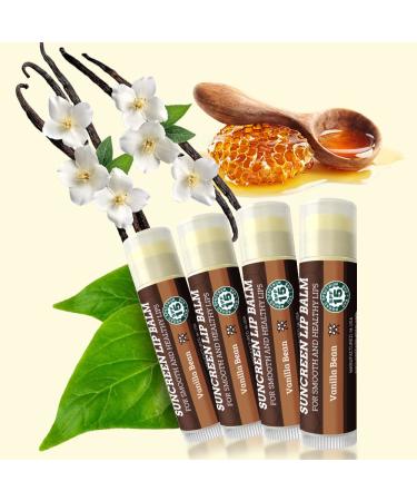 Earth's Daughter SPF 15 Lip Balm 4-Pack - Vanilla Bean Flavor with Organic Ingredients and Vitamin E - Paraben and Gluten Free - Buy Online on GoSupps.com