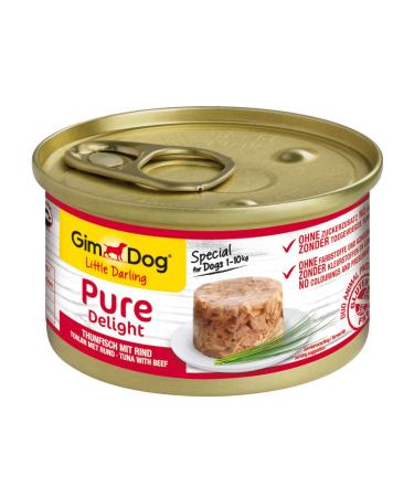 Gimdog Pure Delight Thuna with beef - protein -rich dog snack with tender fish in a delicious jelly - 12 doses (12 x 85 g) 85 g (12 pack) tuna with cattle