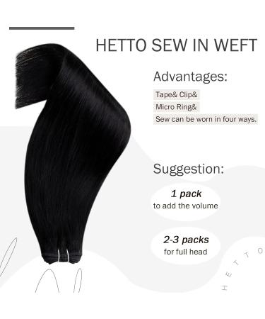 Hetto Real Hair Whip Extensions - 50cm 100g Remy Black Human Hair for All Hair Types - Buy Online on GoSupps.com