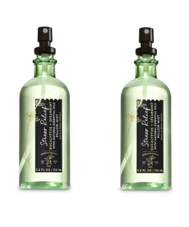 Bath & Body Works Aromatherapy Stress Relief Eucalyptus Spearmint Pillow Mist 5.3 Fl Oz 2-Pack (Packaging May Vary) Eucalyptus 5.3 Fl Oz (Pack of 2)