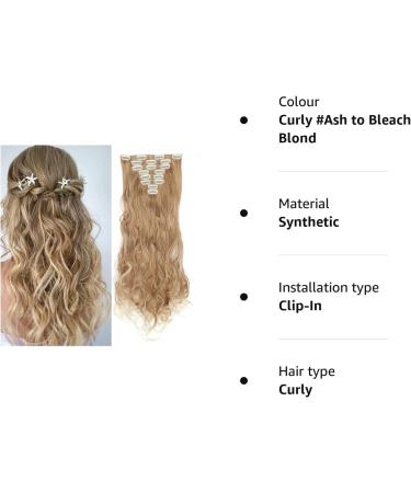 Silk-co Clip in Hair Extensions - 24 Inch Curly Ombre Hairpiece, Ash to Bleach Blond, Full Head 8 Pieces 18 Clips - Buy Online on GoSupps.com