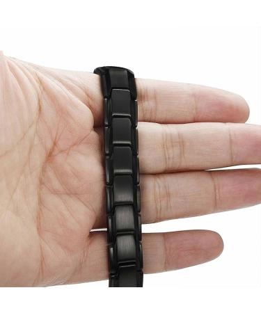 ZXCVB Titanium Power Magnetic Therapy Bracelet - Black Two-Row Slim Fit Men's Magnetic Band for Optimal Health - Buy Online on GoSupps.com