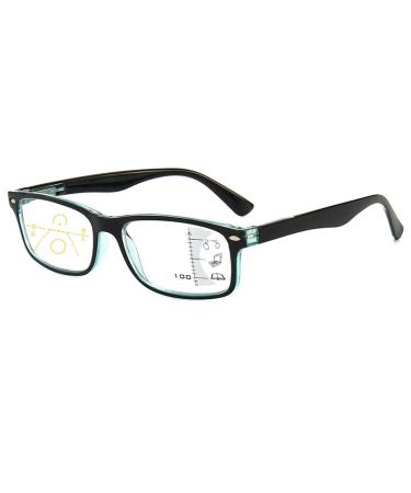 Keephen anti-blue light progressive multifocal reading glasses women & men classic square frame presbyopia glasses +1.0 to +3.5 +1.50 enlargement blue