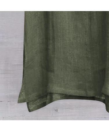 Women's Breathable Cotton Linen V Neck Top | Loose Fit Summer Blouse - E-Army Green | 3/4 Sleeve, Plus Size 3XL - Buy Online on GoSupps.com