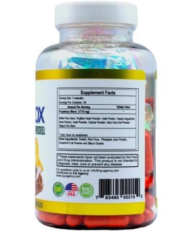 Colon Cleanser Fiber Detox - 90 Capsules for Toxin Elimination Constipation Relief & Improved Digestion - 30 Day Supply - International Shipping Available - Buy Online on GoSupps.com