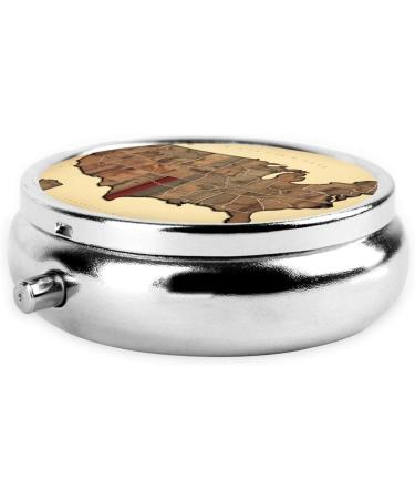 USA Map Portable Metal Pill Box | Round 3-Compartment Design | Ideal for Travel | Small Pill Organizer - Buy Online on GoSupps.com