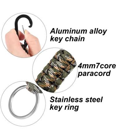 Viviihoo Paracord Keychain Set - 3 pcs Black Orange Camouflage | Carabiner Hooks & Braided Lanyard for Camping Hiking & Survival - 15.6cm - Buy Online on GoSupps.com