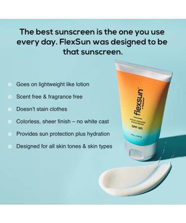 FlexSun Moisturizing Sunscreen SPF 30 - Lightweight Scent Free & Broad Spectrum Protection | Infused with Botanicals & Squalene 2 oz - Buy Online on GoSupps.com