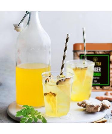 BLUE TEA - Ginger Moringa Herbal Tea - 36 Tea Bags (Pack of 2) |HEALTHY SUPERFOOD | Blend of Indian Ginger and Fresh Moringa | Caffeine Free | Eco-Sustainable Packaging - Buy Online on GoSupps.com