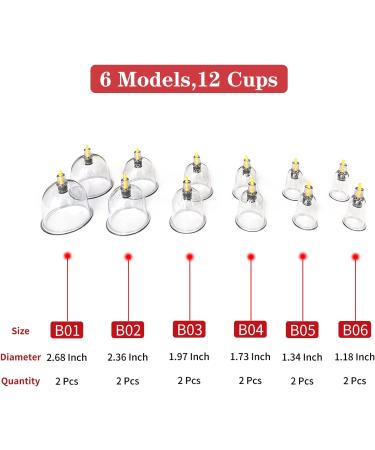 Cupping Therapy Set - Professional Chinese Massage Kit with 12 Therapy Cups and Pump - Buy Online on GoSupps.com